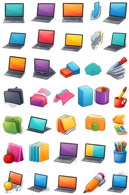 Photo back to school icons school supplies symbols education and learning study materials academic