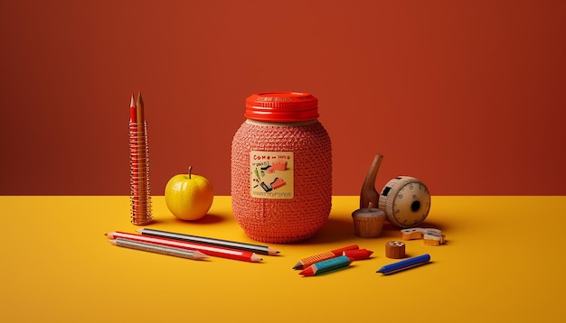 Back to school minimal school objects joyfull concept photography shoot