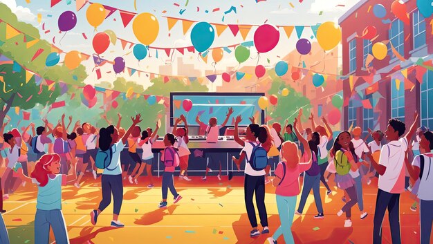 Back to school party illustration