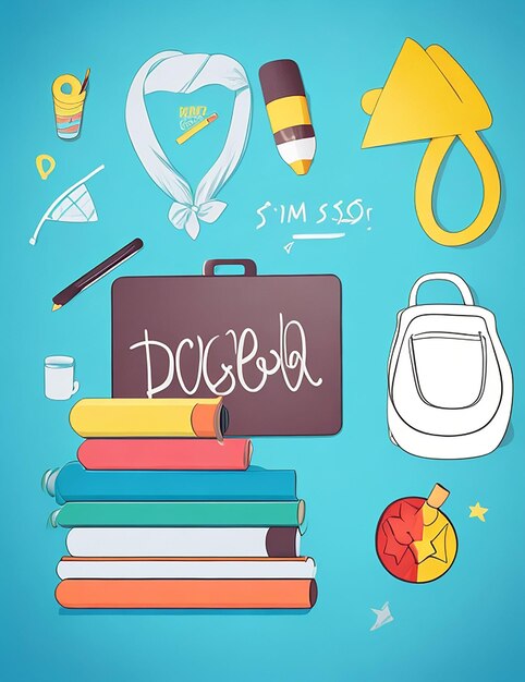 Photo back to school pencils with bag background generative by ai 04