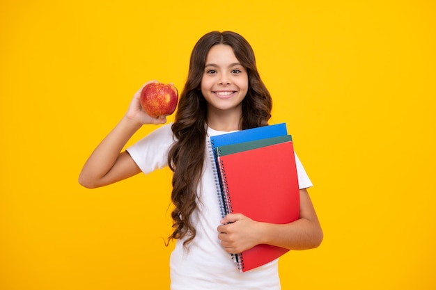 Back to school portrait of teenage school girl with books children school and education concept schoolgirl student