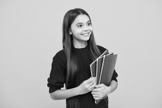 Back to school portrait of teenage school girl with books children school and education concept