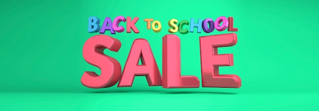 Photo back to school sale banner colorful banner. 3d rendering.