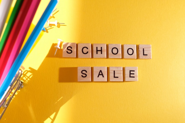 Back to School. School sale with trendy shadow