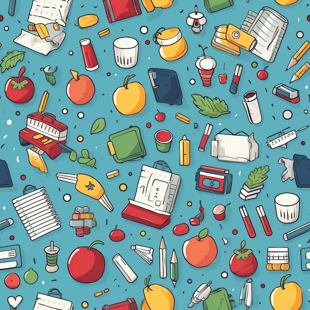 Back to school seamless pattern AI Generated