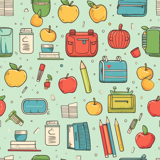 Back to school seamless pattern AI Generated