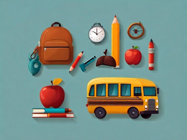 Back to school set icons