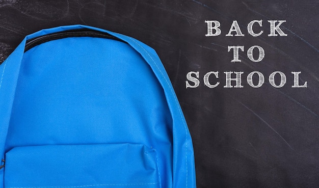 Back to school shopping pocket backpack on the education blue bag