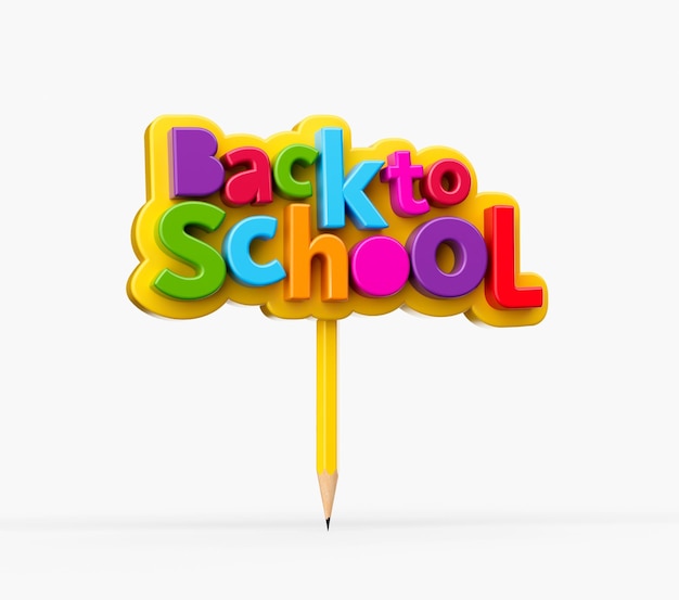 Photo back to school sign board made with pencil 3d illustration