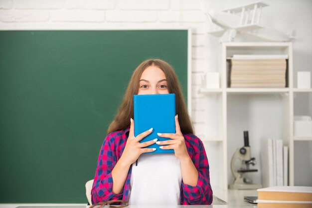 Back to school teen girl ready to study kid do homework with book teenager student