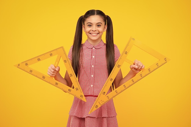 Back to school Teenager school girl on isolated background School supplies Happy teenager positive and smiling emotions of teen schoolgirl