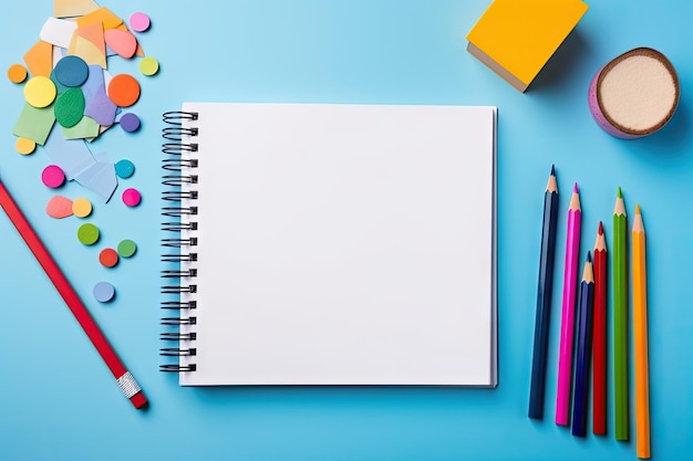 Back to school theme with notebook and stationery