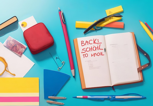 Back to school vector concept design Back to school text with educational items of pencil bag and