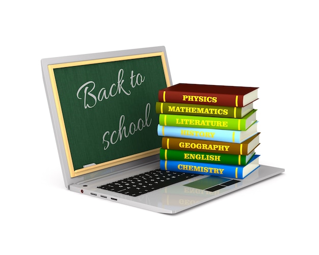 Back to school on white background. Isolated 3D illustration