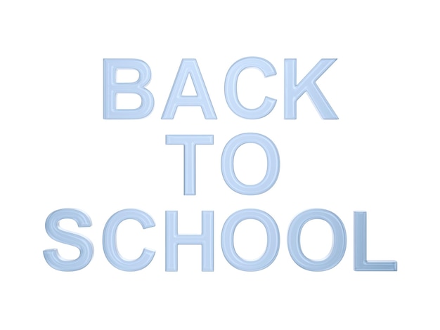 Back to school on white background Isolated 3D illustration