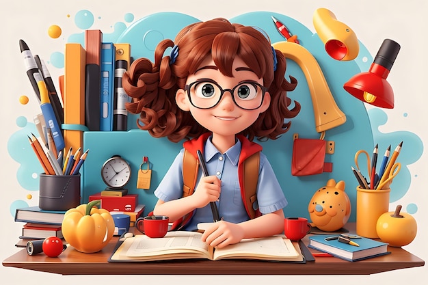 Back to school with learning element 3d photo