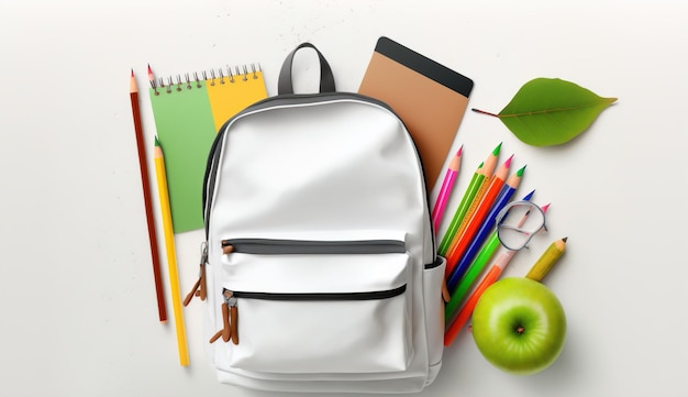 Back to school with school items and elements online learning study from home back to school flat design