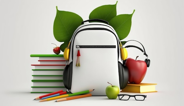 Back to school with school items and elements Online Learning study from home back to school flat design