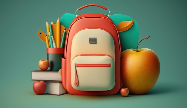 Back to school with school items and elements Online Learning study from home back to school flat design