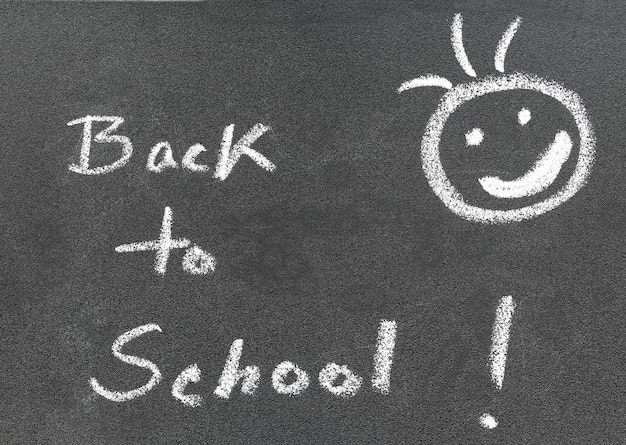 Photo back to school written in a black board by white chalk