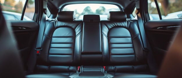 The Back Seats of a Car With Black Leather