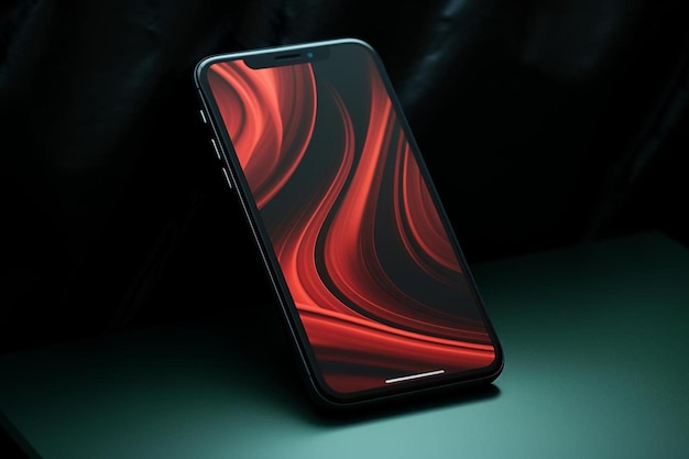 the back of a smartphone with the red and black stripes.