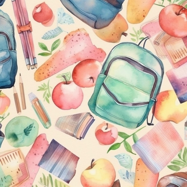 Photo back_to_school_watercolor_pattern