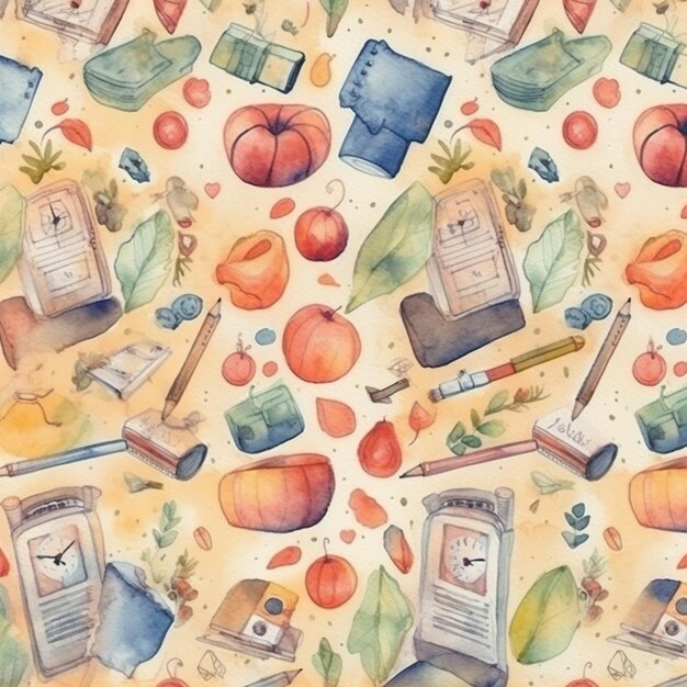 Foto back_to_school_watercolor_pattern