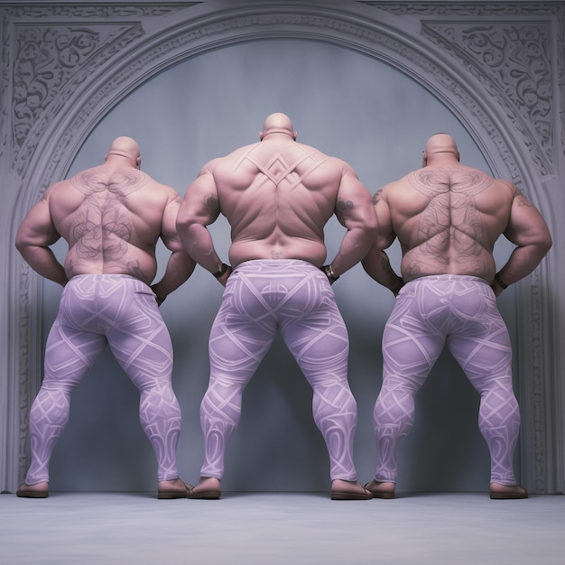 Back view of 3 pastel giants