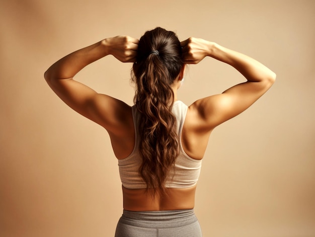 Photo back view of an athletic woman