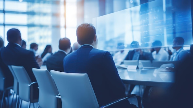 Back view of business people in meeting