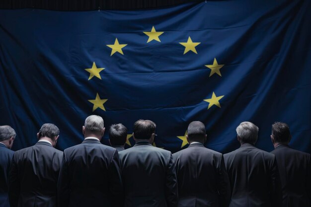 Photo back view of european parliament meeting