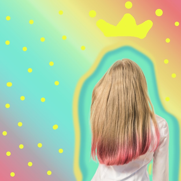 Back view of a girl on an abstract background