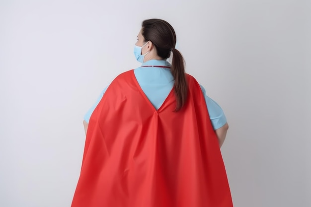 Back view nurse superhero Generate Ai