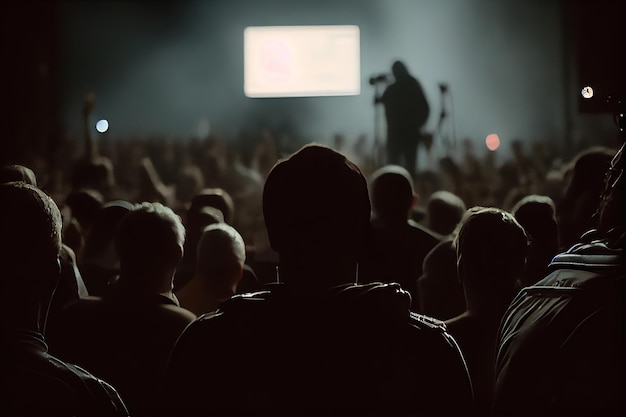 Фото Вид сзади на толпу фанатов, смотрящих живое концертное выступление 1