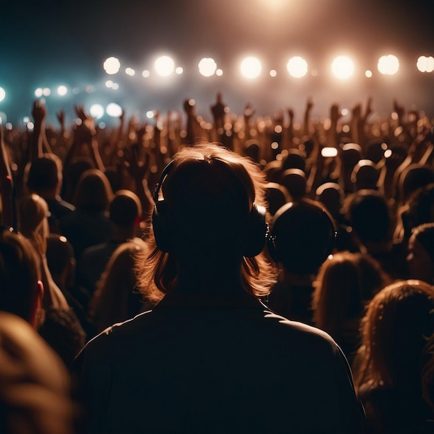 Foto vista posteriore persone che si godono un concerto dal vivo