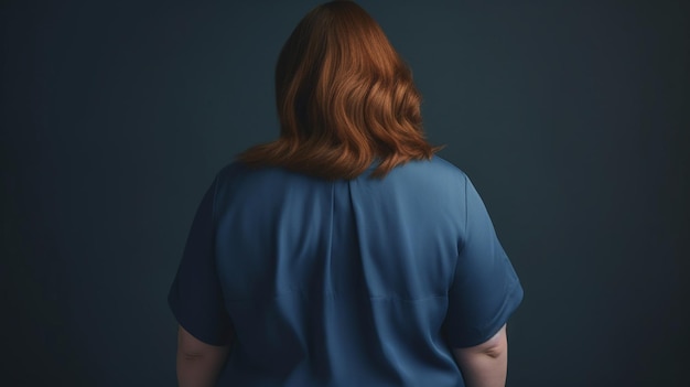 Back view of plus size woman Generative Ai