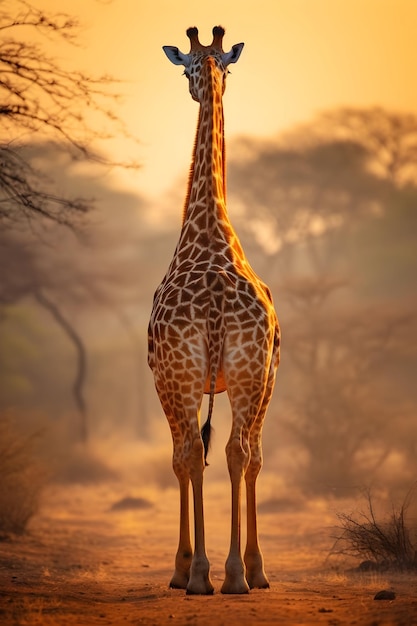 Back View Of Tallest A Giraffe