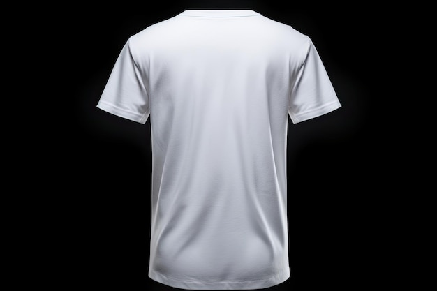 Back view of white tshirt isolated on black background Mockup concept