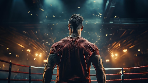 Back view winner professional boxer Generative Ai