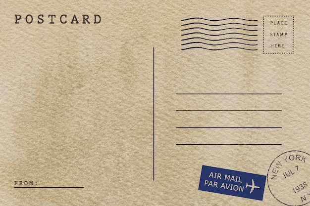 Back of vintage airmail postcard 