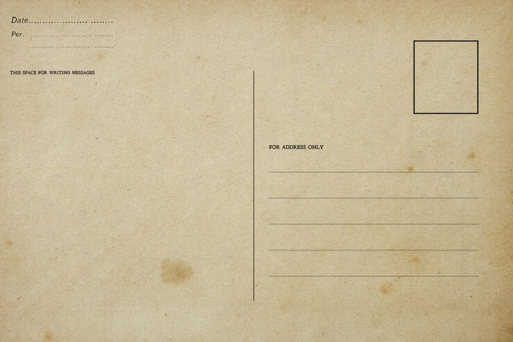Photo back of vintage blank postcard with dirty stain