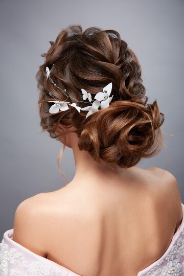 Premium Photo | Back of woman head with evening curly hair look Premium Photo | Back of woman head with evening curly hair look