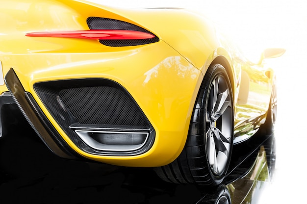 Back of a yellow sport car