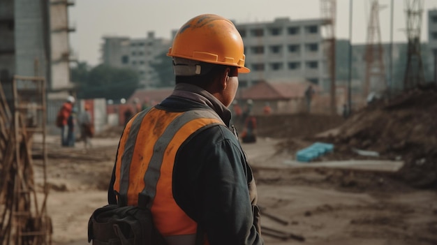Backbone of construction Worker at site