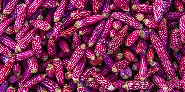 Foto uno sfondo di una serie di mais viola erraticamente sparsi vista a fotogramma completo cibo nocivo alimentazione sana e spazio ia generativa