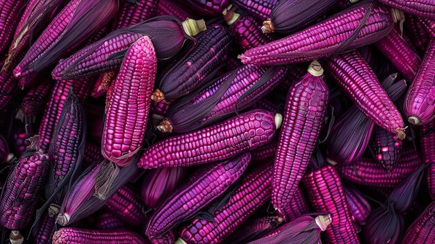 Photo a backdrop of an array of erratically strewn purple corn full frame view deleterious food healthy eating and space generative ai