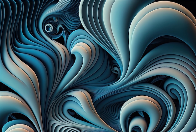 Of a backdrop of blue abstract flowing lines