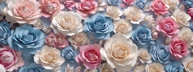 色とりどりの紙のバラの背景