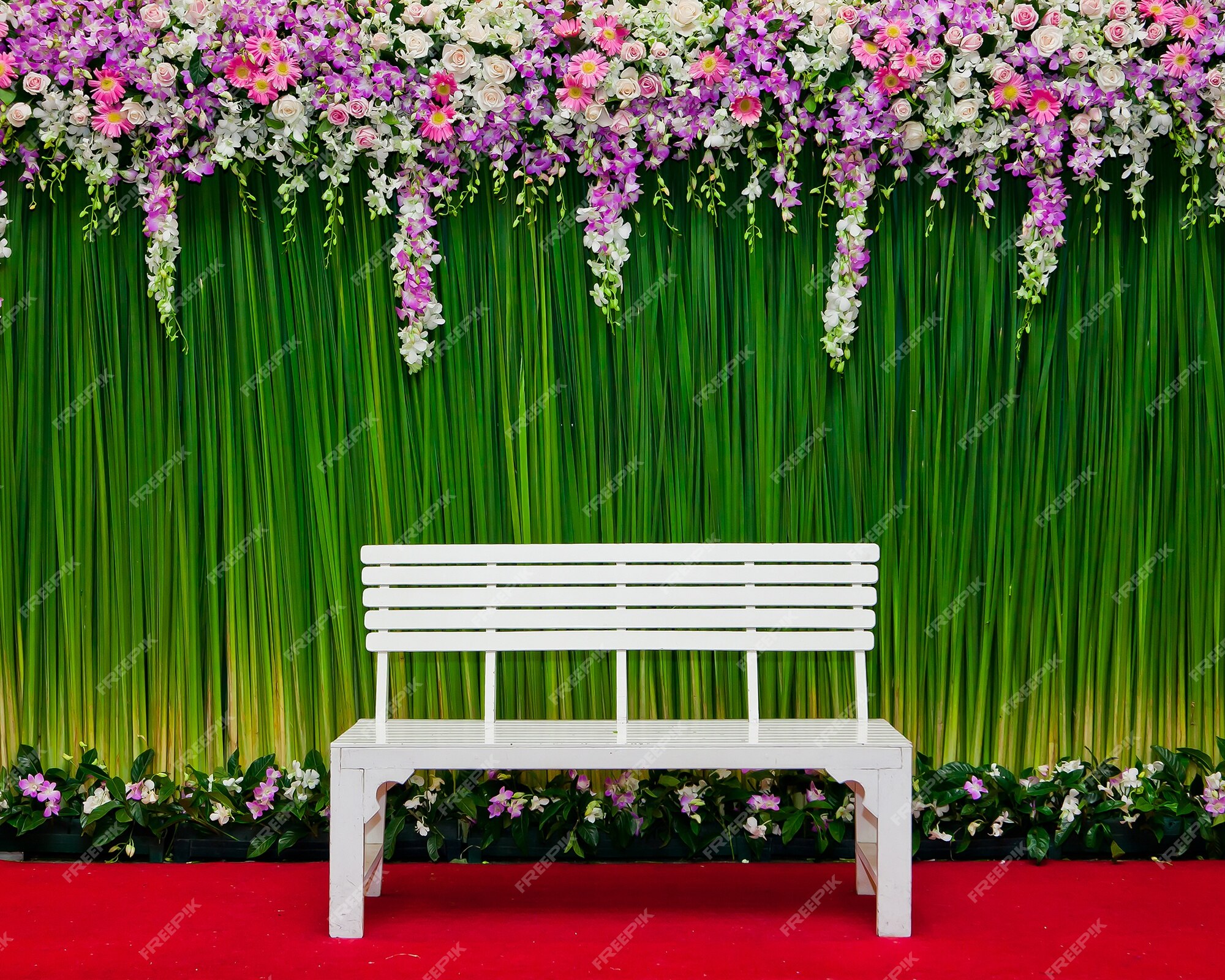 Premium Photo | Backdrop flowers arrangement for wedding ceremony and event